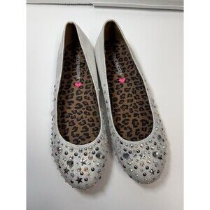 Steve Madden Matallic Silver Embellished Ballet Flats Big Girl Sz 5 New